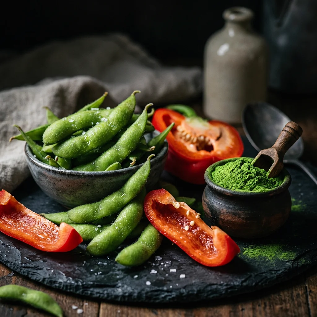 Superalimentos que fortalecen el folículo capilar: espirulina, pimiento rojo y edamame